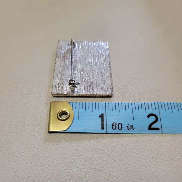 Vintage Red White Blue Silver Tone AMERICAN FLAG Rhinestone Brooch July 4th - Picture 3 of 3